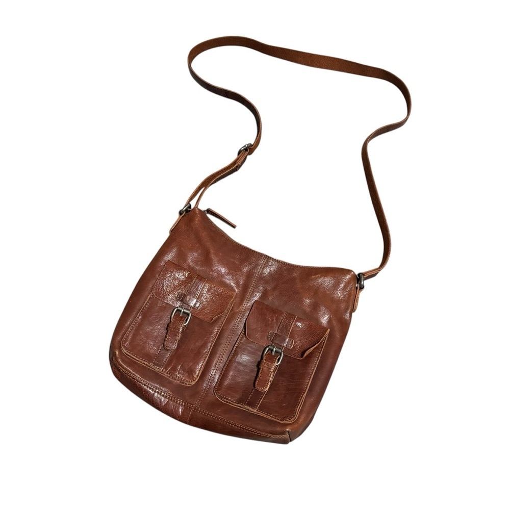 Spikes and Sparrow Messenger Bag Cognac Leather Satchel Crossbody Academia - Picture 3 of 7